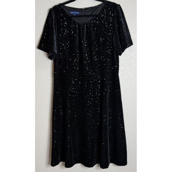 Talbots Dresses & Skirts - RSVP Talbots Womens 16 Black Formal Party Dress Velvet Sequins Cruise Holiday